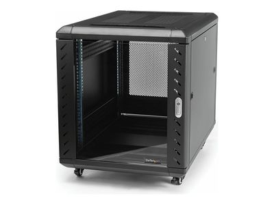 StarTech.com 15U 19" Server Rack Cabinet, 4 Post Adjustable Depth (6-32") Locking Knock Down Network/Computer Equipment Enclosure, Mobile with Glass Door & Casters, HP ProLiant ThinkServer - 15U Knock Down Rack (RK1536BKF) - Schrank - 15U_1