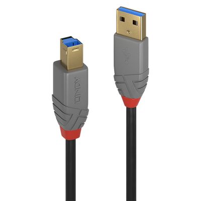 Lindy 36742 USB Kabel USB 3.2 Gen 1 (3.1 Gen 1) 2 m USB A USB B 5 Gbit/s Schwarz, Grau_thumb
