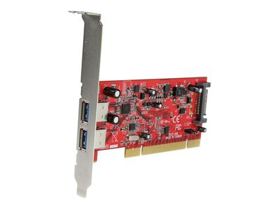 StarTech.com 2 Port PCI SuperSpeed USB 3.0 Adapter Card with SATA Power - Dual Port PCI USB 3 Controller Card (PCIUSB3S22) - USB adapter - PCI-X - USB 3.0 x 2_2