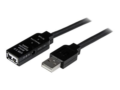 StarTech.com 20m USB 2.0 Active Extension Cable - M/F - USB extension cable - USB (M) to USB (F) - USB 2.0 - 66 ft - active - black - USB2AAEXT20M - USB extension cable - USB to USB - 20 m_thumb