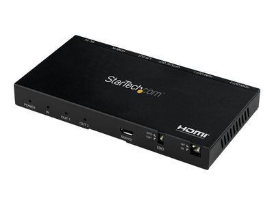 StarTech.com 2-Port HDMI Splitter (1x2), 4K 60Hz UHD HDMI 2.0 Audio Video Splitter w/ Scaler & Audio Extractor (3.5mm/SPDIF), Dual HDMI Splitter (1-In 2-Out), EDID Copy, TV/Projector - Supports HDCP 2.2 (ST122HD20S) - video/audio splitter - 2 ports_1