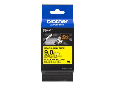 Brother Heat Shrink Tubing P-Touch HSe-621E - 0.9 cm x 1.5 m - Black on Yellow_1
