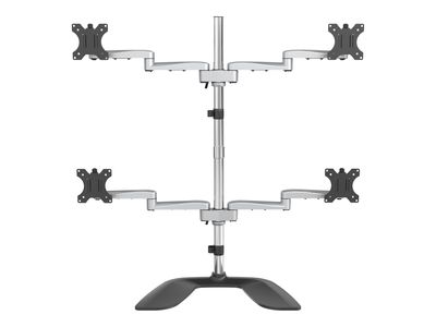 StarTech.com Desktop Quad Monitor Stand, Ergonomic VESA 4 Monitor Arm (2x2) up to 32", Free Standing Articulating Universal Pole Mount, Height Adjustable/Tilt/Swivel/Rotate, Silver - Heavy-duty VESA Mount (ARMQUADSS) stand - adjustable arm - for 4 monitor_thumb