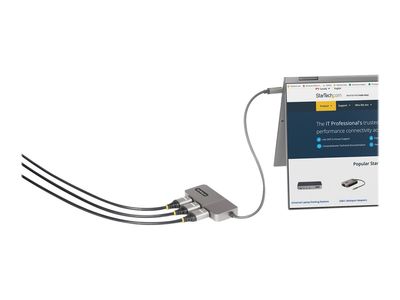 StarTech.com 3-Port USB-C MST Hub, USB Type-C to 3x HDMI Multi-Monitor Adapter for Laptop, Triple HDMI up to 4K 60Hz w/ DP 1.4 Alt Mode and DSC, HDR, 1ft (30cm) Cable, USB Bus-Powered - Multi-Stream Transport Hub (MST14CD123HD) - Video-/Audio-Splitter - 3_4