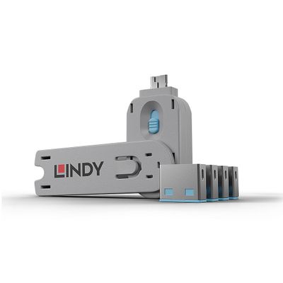 Lindy 40452 Schnittstellenblockierung Schnittstellenblockierung + Schlüssel USB Typ-A Blau Acrylnitril-Butadien-Styrol (ABS) 5 Stück(e)_thumb