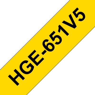 Brother Laminated Tape HGE-651V5 - 24 mm x 8 m - Black on Yellow_thumb
