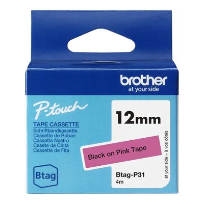 Tapes Brother BTAGP31 12MM BLACK ON PINK TAPE_thumb