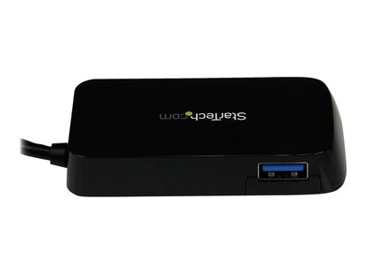 StarTech.com 4 Port USB 3.0 SuperSpeed Hub - Schwarz - Portabler externer Mini USB Hub mit eingebautem Kabel - Hub - 4 Anschlüsse_4