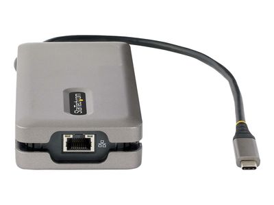 StarTech.com USB-C Multiport Adapter, HDMI/VGA, 4K 60Hz Video, 3-Port USB Hub, 100W Power Delivery Pass-Through, GbE, USB Type-C Travel Dock w/ Charging, 1ft/30cm Wrap-Around Cable - Mini Laptop Docking Station (DKT31CVHPD3) - Dockingstation - USB-C - VGA_4