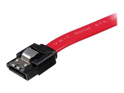 StarTech.com 18in Latching SATA Cable - SATA cable - Serial ATA 150/300/600 - SATA (R) to SATA (R) - 1.5 ft - latched - red - LSATA18 - SATA cable - 46 cm_2