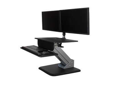 StarTech.com Height Adjustable Standing Desk Converter - Sit Stand Desk with One-finger Adjustment - Ergonomic Desk (ARMSTS) mounting kit - for LCD display / keyboard / mouse / notebook - black, silver_2