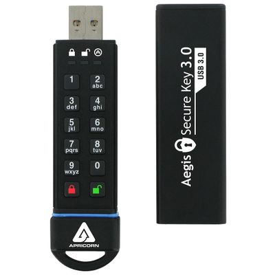 Apricorn Aegis Secure Key 3.0 USB-Stick 60 GB USB Typ-A 3.2 Gen 1 (3.1 Gen 1) Schwarz_thumb
