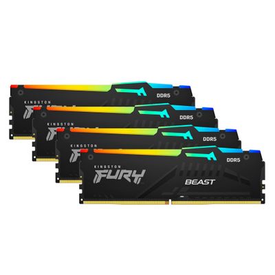 Kingston RAM FURY Beast RGB - 128 GB (4 x 32 GB Kit) - DDR5 5200 DIMM CL40_thumb