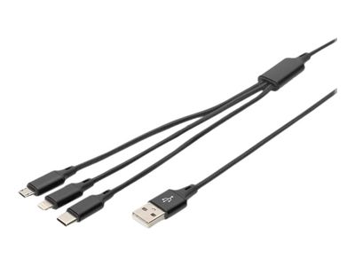 DIGITUS Lightning-Kabel - USB/Micro-USB Typ B/Lightning/USB-C - 1 m_1