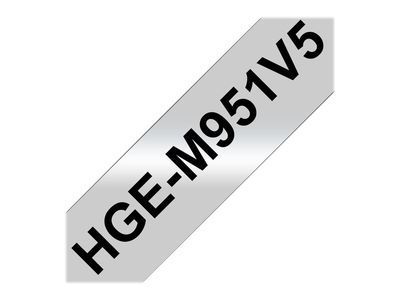 Brother Laminated Tape P-Touch HGE-M951V5 - 24 mm x 8 m - Black on Silver_1