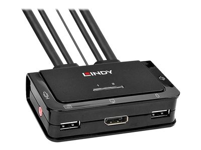Lindy 2 Port DisplayPort 1.2, USB 2.0 & Audio Cable KVM Switch - KVM-/Audio-Switch - 2 Anschlüsse_thumb