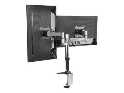 LogiLink Dual monitor desk mount Befestigungskit - einstellbarer Arm - für 2 Monitore - metallisch grau_1