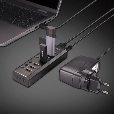 Lindy 43371 Schnittstellen-Hub USB 3.2 Gen 1 (3.1 Gen 1) Type-B 5000 Mbit/s Schwarz_5