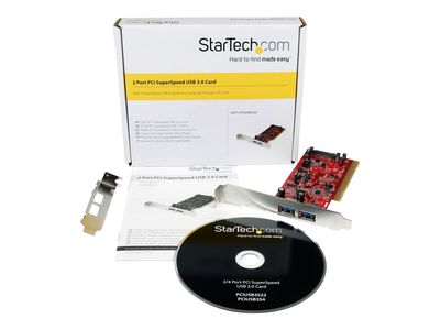 StarTech.com 2 Port PCI SuperSpeed USB 3.0 Adapter Card with SATA Power - Dual Port PCI USB 3 Controller Card (PCIUSB3S22) - USB adapter - PCI-X - USB 3.0 x 2_thumb
