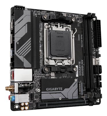 GIGABYTE B650I AX Motherboard - AMD Ryzen 9000 Series CPUs, 5+2+1 Phases VRM, up to 6400MHz DDR5 (OC), 1xPCIe 4.0 M.2, 2.5GbE LAN, WIFI 6E, USB 3.2 Gen 2_3