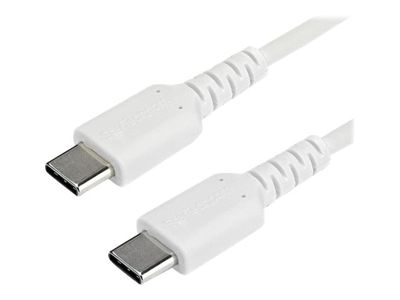 StarTech.com 1m USB C Charging Cable - Durable Fast Charge & Sync USB 3.1 Type C to C Charger Cord - TPE Jacket Aramid Fiber M/M 60W White - USB Typ-C-Kabel - 1 m_1