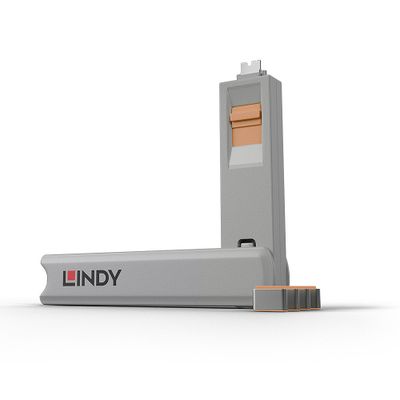 Lindy 40428 Schnittstellenblockierung Türblockierschlüssel USB Typ-C Grau, Orange 4 Stück(e)_thumb