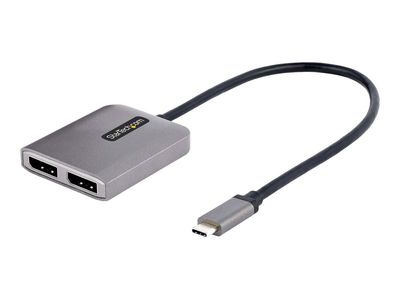 StarTech.com 2-Port USB-C MST Hub, USB Type-C to 2x DisplayPort Multi-Monitor Adapter for Laptop, Dual-DP up to 4K 60Hz w/ DP 1.4 Alt Mode & DSC, HDR, 1ft (30cm) Cable, USB Bus-Powered - Multi-Stream Transport Hub (MST14CD122DP) - Video-/Audio-Splitter -_4