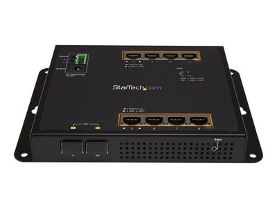 StarTech.com 8 Port PoE+ Gigabit Ethernet Switch plus 2 SFP Ports - Industrieller Managed Gigabit Switch - Wandmontage mit Front Zugriff - Switch - 10 Anschlüsse - managed_2