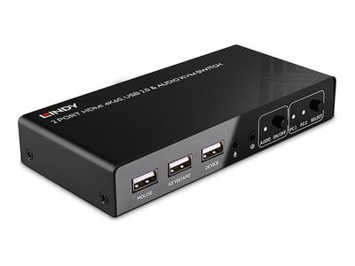 Lindy - KVM / audio / USB switch - HDMI 4K60, USB 2.0 - 2 ports_thumb