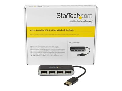 StarTech.com Mobiler 4-Port-USB 2.0-Hub mit integriertem Kabel - Kompakter Mini USB Hub - Hub - 4 Anschlüsse_2