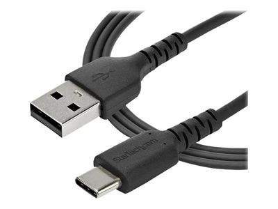 StarTech.com 1m USB A to USB C Charging Cable - Durable Fast Charge & Sync USB 2.0 to USB Type C Data Cord - Aramid Fiber M/M 60W Black - USB Typ-C-Kabel - 1 m_2
