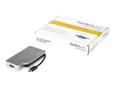 StarTech.com USB C Multiport Video Adapter with HDMI, VGA, Mini DisplayPort or DVI, USB Type C Monitor Adapter to HDMI 2.0 or mDP 1.2 (4K 60Hz), VGA or DVI (1080p), Space Gray Aluminum - 4-in-1 USB-C Converter (CDPVDHDMDP2G) - Videoschnittstellen-Converte_3
