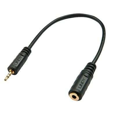 cable: Lindy audio adapter cable - M2,5mm / F3,5mm - 0,2m - black_2