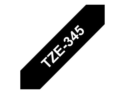 Brother TZe-345 - 18 mm - Weiß auf Schwarz_1
