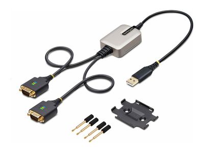 StarTech.com 2ft (60cm) 2-Port USB to Serial Adapter Cable, Interchangeable DB9 Screws/Nuts, COM Retention, USB-A to DB9 RS232, FTDI, Level-4 ESD Protection, Windows/macOS/ChromeOS/Linux - Rugged TPE Construction (2P1FFC-USB-SERIAL) - Kabel USB / seriell_thumb