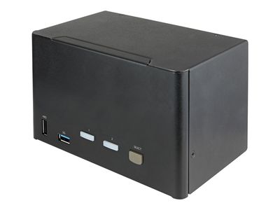 StarTech.com 2 Port Quad Monitor DisplayPort KVM Switch - 4K 60 Hz UHDR - DP 1.2 KVM Switch mit USB 3.0 Hub mit 2x USB 3.0(5 Gbit/s) und 4x USB 2.0 HID Anschlüssen, Audio - Hotkey - TAA (SV231QDPU34K) - KVM-/Audio-Switch - 2 Anschlüsse - TAA-konform_1
