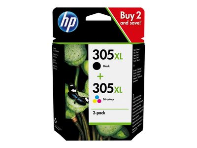 HP 305XL - 2-pack - High Yield - black, color (cyan, magenta, yellow), pigmented black - original - ink cartridge_1