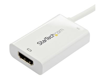 StarTech.com USB C to HDMI 2.0 Adapter 4K 60Hz with 60W Power Delivery Pass-Through Charging - USB Type-C to HDMI Video Converter - White - external video adapter - white_6