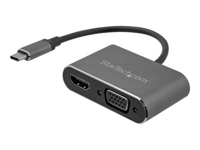 StarTech.com USB-C auf VGA und HDMI Adapter - Aluminium - USB-C Multiport Adapter - 4K 30Hz - Space Grey - Grau - integriertes Kabel - externer Videoadapter - IT6222 - Space-grau_thumb
