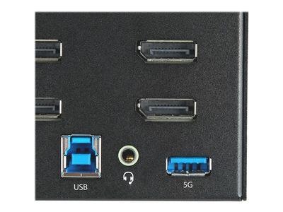 StarTech.com 2 Port Quad Monitor DisplayPort KVM Switch - 4K 60 Hz UHDR - DP 1.2 KVM Switch mit USB 3.0 Hub mit 2x USB 3.0(5 Gbit/s) und 4x USB 2.0 HID Anschlüssen, Audio - Hotkey - TAA (SV231QDPU34K) - KVM-/Audio-Switch - 2 Anschlüsse - TAA-konform_6