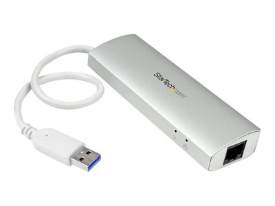StarTech.com 3 Port mobiler USB 3.0 Hub plus Gigabit Ethernet - Aluminium USB Hub mit Gigabit Ethernet Adapter - Hub - 3 Anschlüsse_1