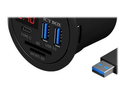 ICY BOX 3 Port Tisch-Hub mit SD/microSD Kartenleser, USB Type-A Anschluss und Ladestromanzeige IB-HUB1404_14