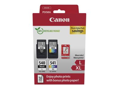 Canon PG-540L/CL-541XL Photo Value Pack - 2-pack - High Yield - black, color (cyan, magenta, yellow) - original - glossy - ink tank / paper kit_thumb