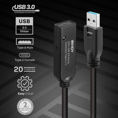 Lindy 43375 USB Kabel USB 3.2 Gen 1 (3.1 Gen 1) 20 m USB A Schwarz_4