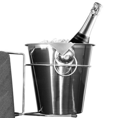 Intergrill Champagner Sekt Kübel Edelstahl mit Halterung_6
