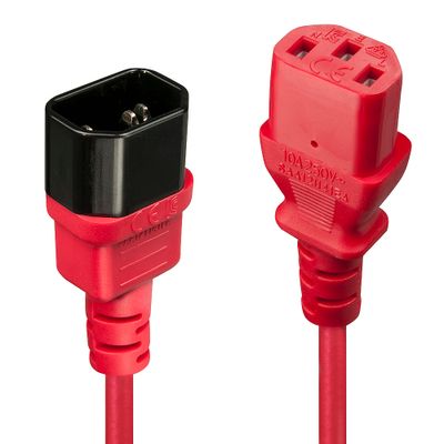Lindy 30477 Stromkabel Schwarz, Rot 1 m C14-Koppler C13-Koppler_thumb