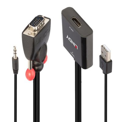 Lindy 38284 Videokabel-Adapter VGA (D-Sub) + 3.5mm HDMI + USB Schwarz_thumb