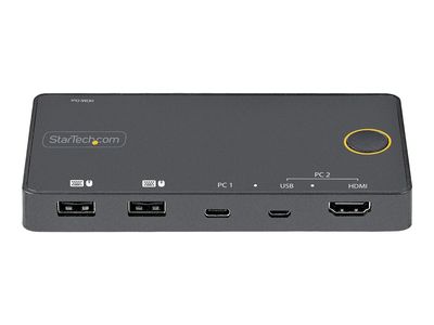 StarTech.com 2 Port Hybrid KVM Switch HDMI + USB-A & USB-C - 4K 60Hz HDMI 2.0 Monitor - Kompakter Desktop und/oder Laptop HDMI KVM Umschalter - USB Bus Powered - Thunderbolt 3 Kompatibel (SV221HUC4K) - KVM-/Audio-Switch - 2 Anschlüsse_4