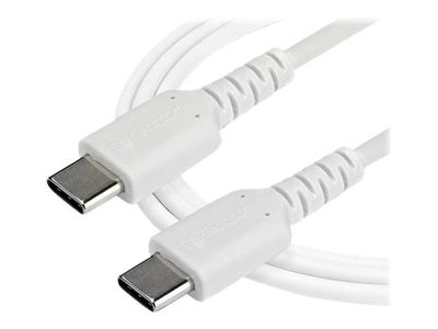 StarTech.com 1m USB C Charging Cable - Durable Fast Charge & Sync USB 3.1 Type C to C Charger Cord - TPE Jacket Aramid Fiber M/M 60W White - USB Typ-C-Kabel - 1 m_2