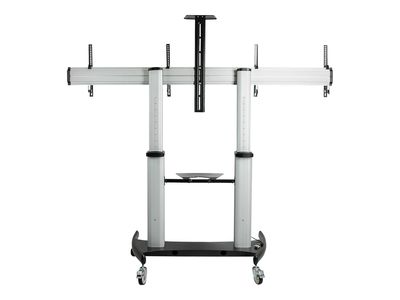 StarTech.com Dual TV Cart for 37-60in VESA TVs up to 110lb (50kg) each, Height Adjustable TV Mount, Mobile Display Cart w/ Webcam & Equipment Shelves, Lockable Casters, TV Cart on Wheels - Rolling TV Stand (STNDMTVDUO) cart - for 2 monitors / curved monit_6